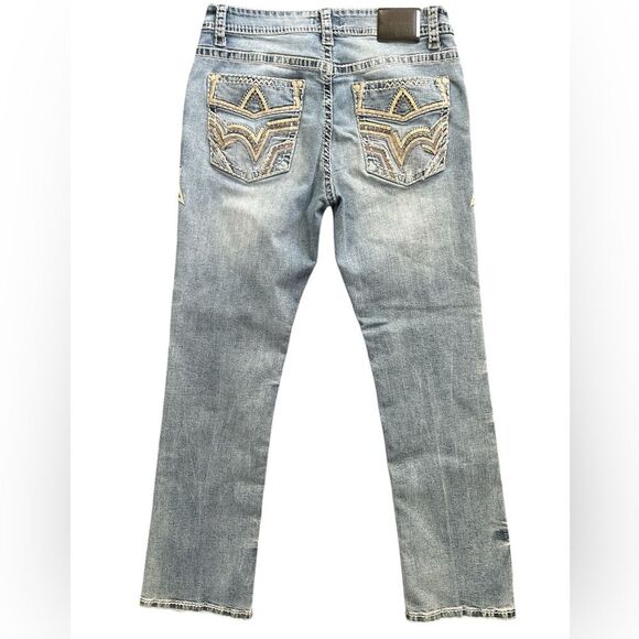 MONTERO Men's Bootcut Jeans Size 36 Modern Cowboy Embroidered Whipstitch - Picture 5 of 11
